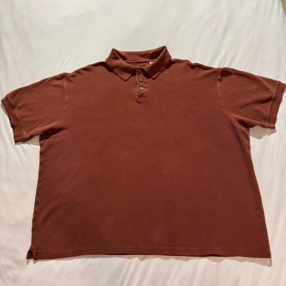 Caribbean Other - Caribbean‎ Polo Shirt Mens XL Brown Silk Cotton Ribbed Knit Short Sleeve Golf